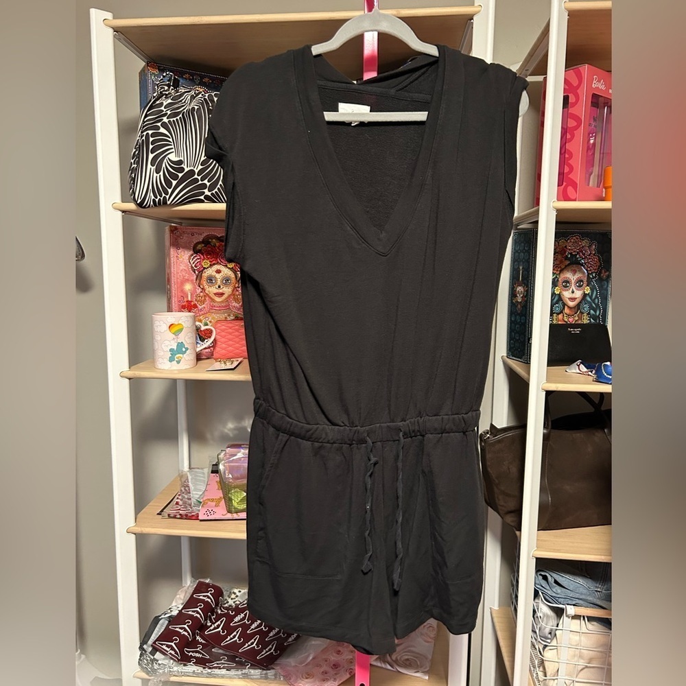 Lou and Grey Black V-Neck romper with Drawstring Waist. Preloved. Size medium